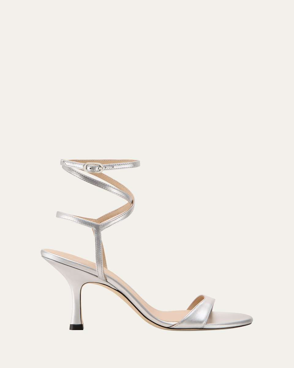 Nudist Metallic Ankle-Wrap Sandals